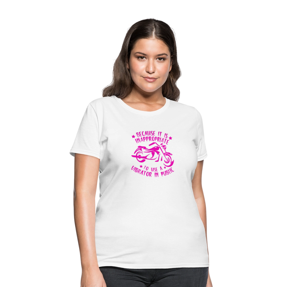Because It’s Inappropriate to Use My Vibrator in Public – Women’s T-Shirt - white