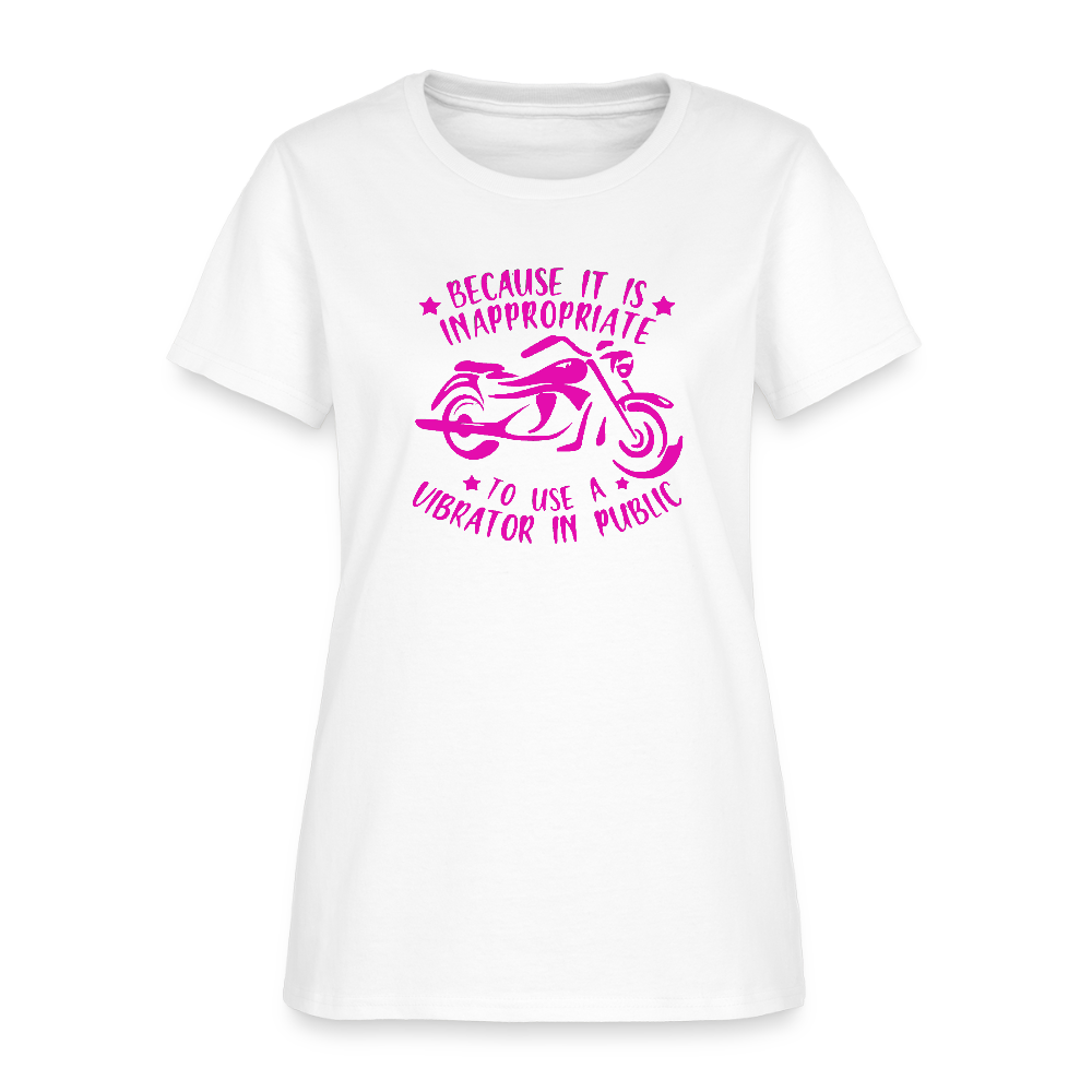 Because It’s Inappropriate to Use My Vibrator in Public – Women’s T-Shirt - white