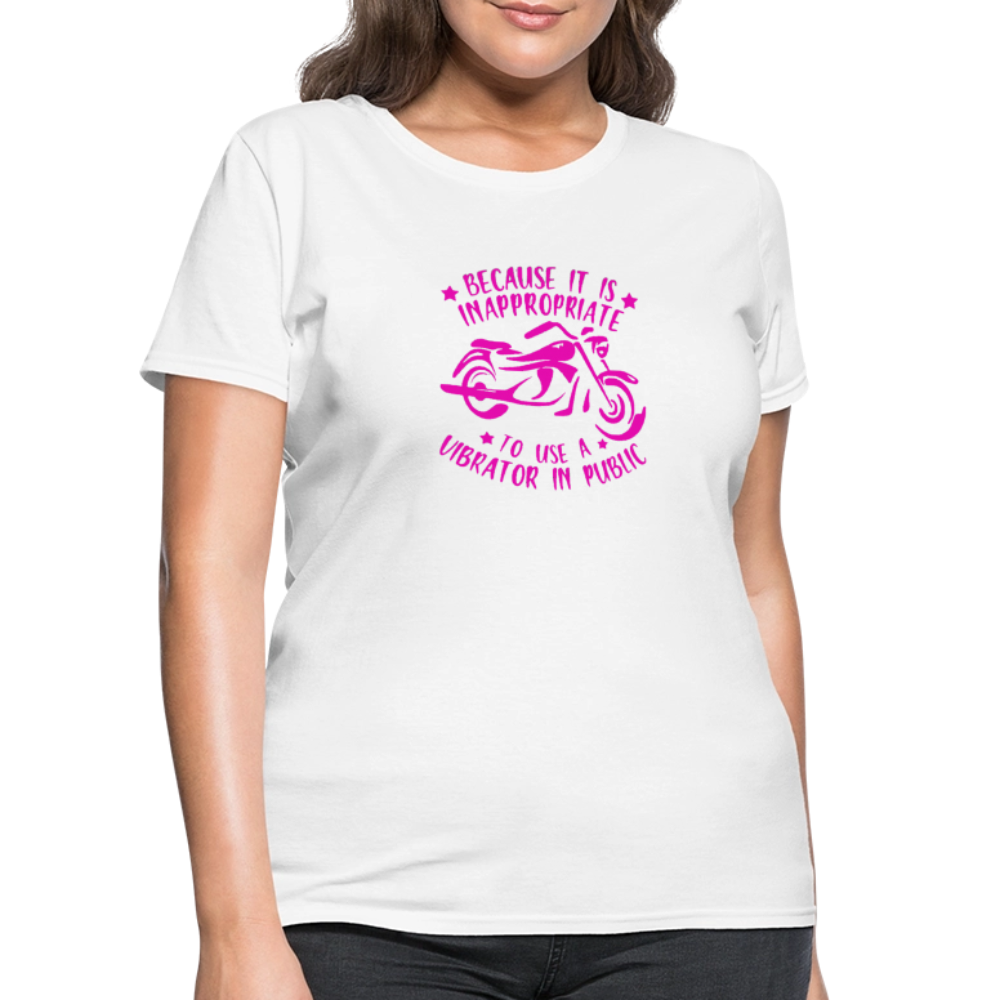 Because It’s Inappropriate to Use My Vibrator in Public – Women’s T-Shirt - white