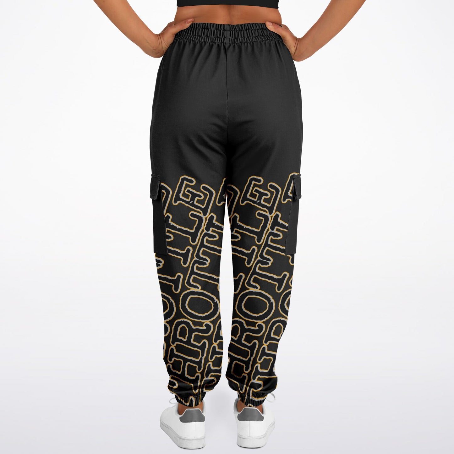 'Throttle' Half-Leg Crooked Print Sweatpants