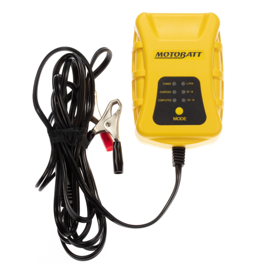 Motobatt Charger TECH1 6v/12v 1.0A suits Lead Acid, AGM, GEL & Lithium Batteries