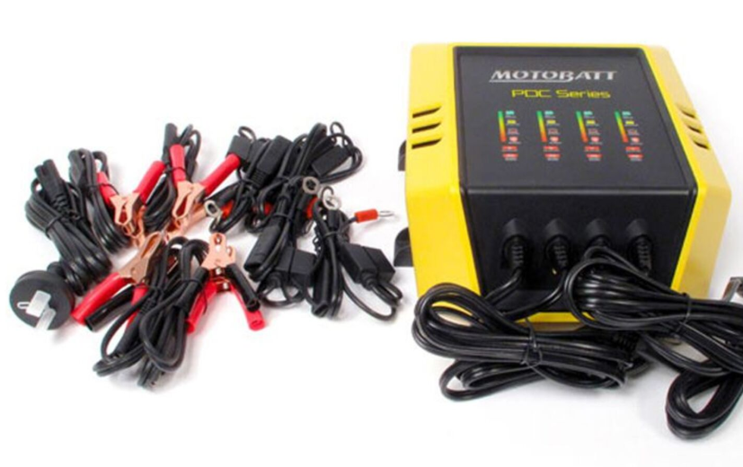 Motobatt Charger Quad Bank 12v 2.0A suits Conventional, AGM & GEL Batteries