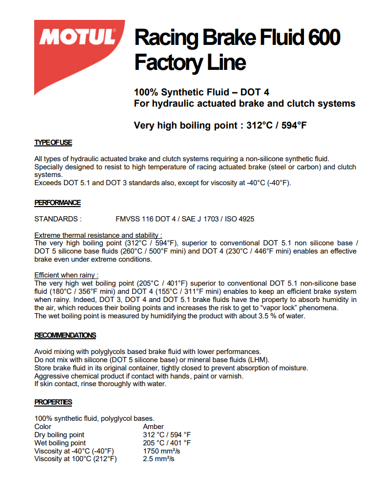 Motul RBF600 Brake Fluid 500ml