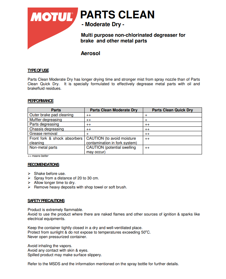Motul Parts Clean 840ml