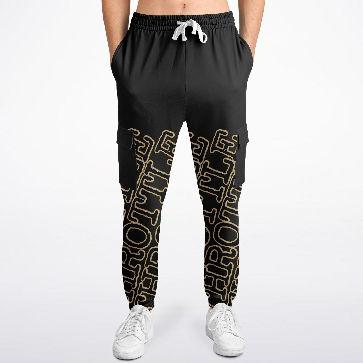 'Throttle' Half-Leg Crooked Print Sweatpants