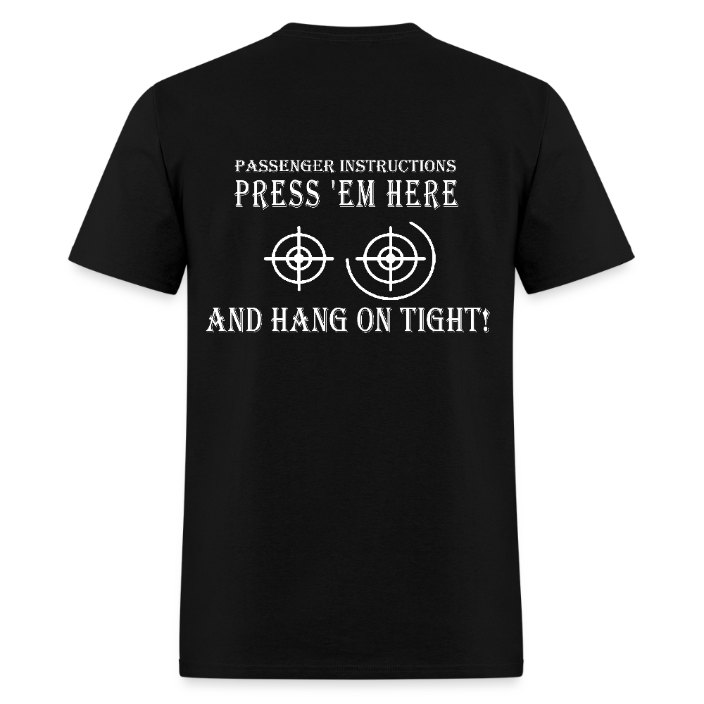 Hang On Tight! Passenger Instructions T-Shirt - black