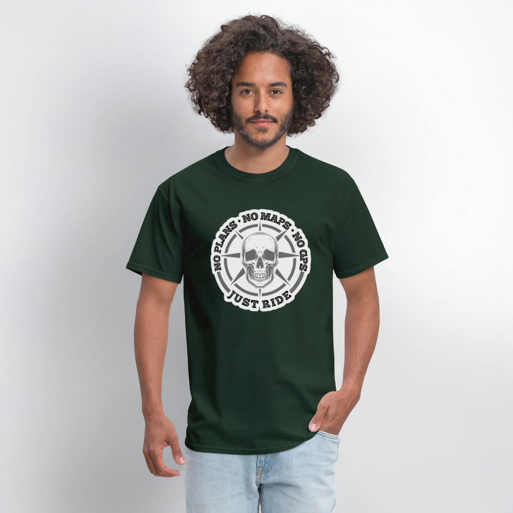 No Plans. No Maps. No GPS. Just Ride. T Shirt - forest green