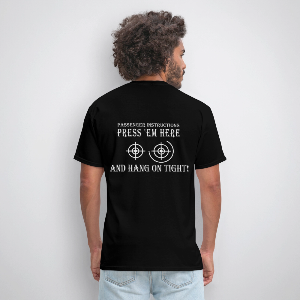 Hang On Tight! Passenger Instructions T-Shirt - black