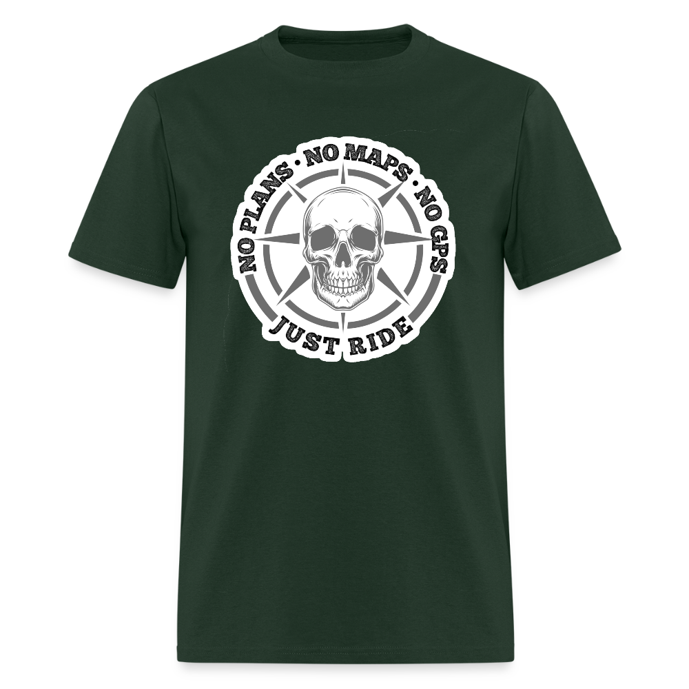 No Plans. No Maps. No GPS. Just Ride. T Shirt - forest green