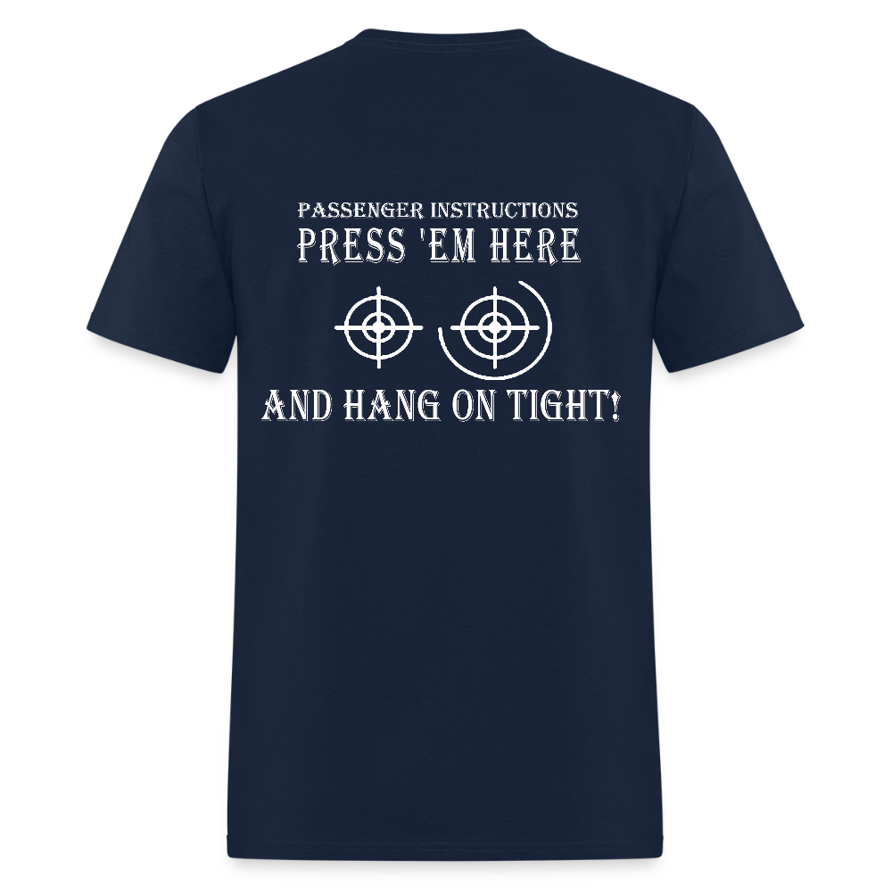 Hang On Tight! Passenger Instructions T-Shirt - navy