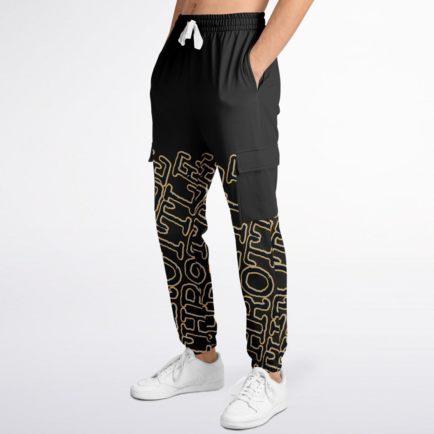 'Throttle' Half-Leg Crooked Print Sweatpants