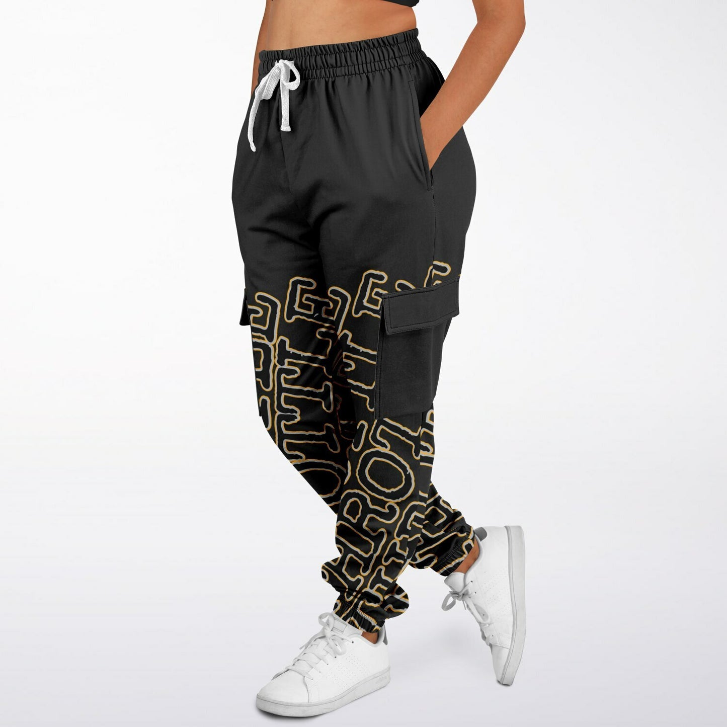 'Throttle' Half-Leg Crooked Print Sweatpants